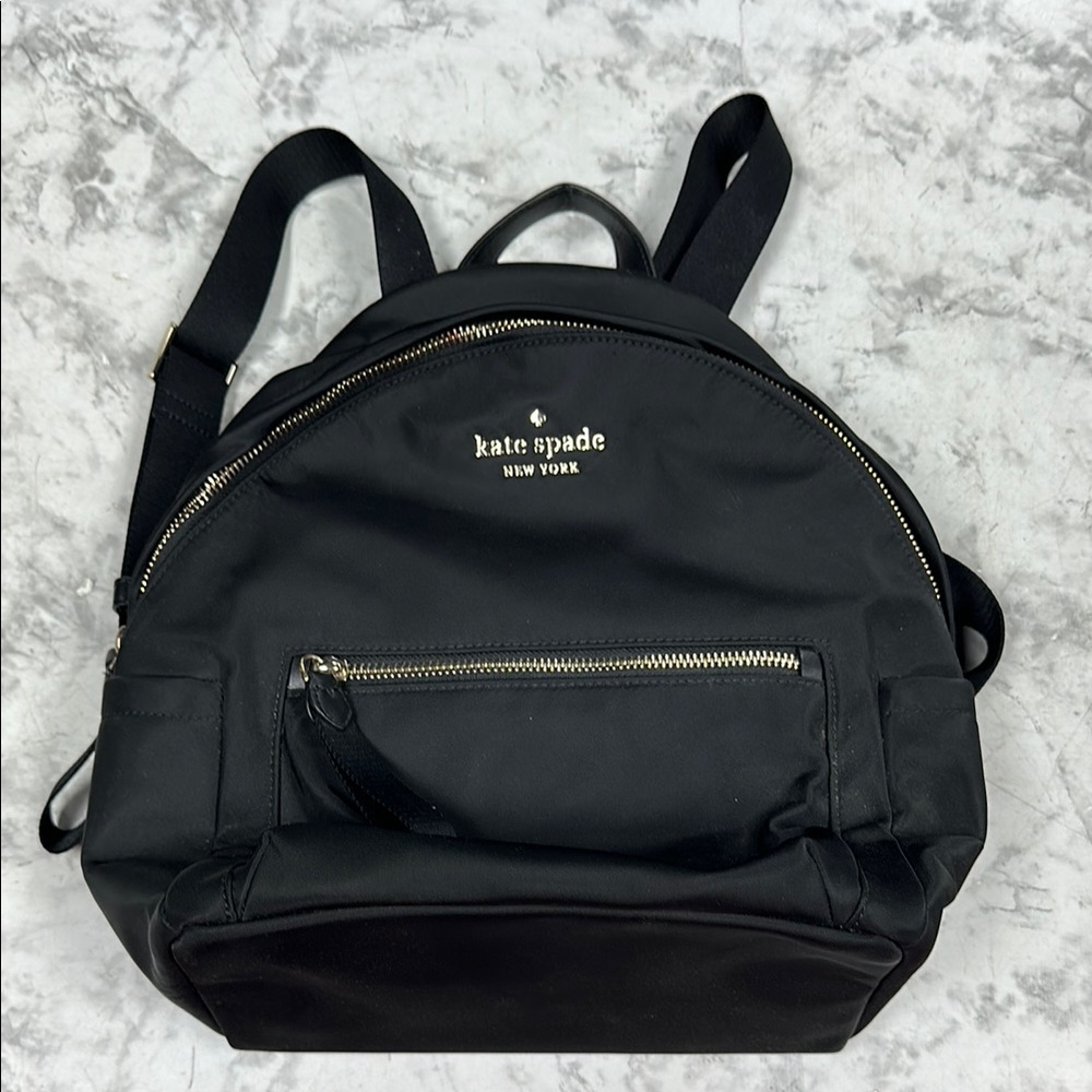 Kate Spade Black Nylon Backpack with Gold Hardware